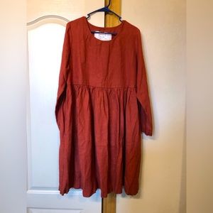 Not Perfect Linen Emilie dress size large in redwood
